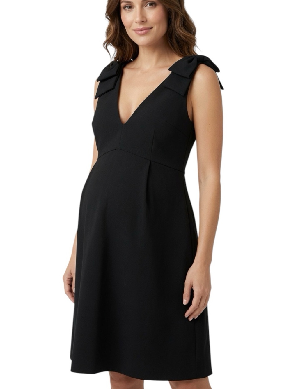 HATCH: Black Sleeveless Maternity Dress with Big Bows on Shoulders -Size 2